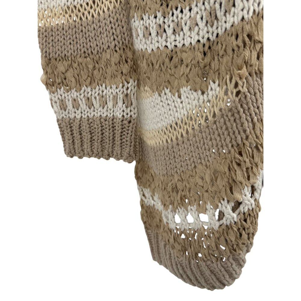 Vintage Y2K Victoria’s Secret Tan Coastal Grandmother Boho Crochet Knit Cardigan - Picture 4 of 16